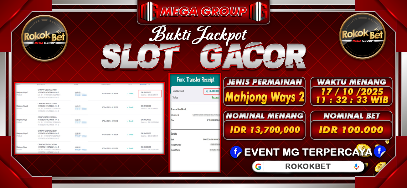 Bukti JP situs Rokokbet hari Jumat, 17 Oktober 2025