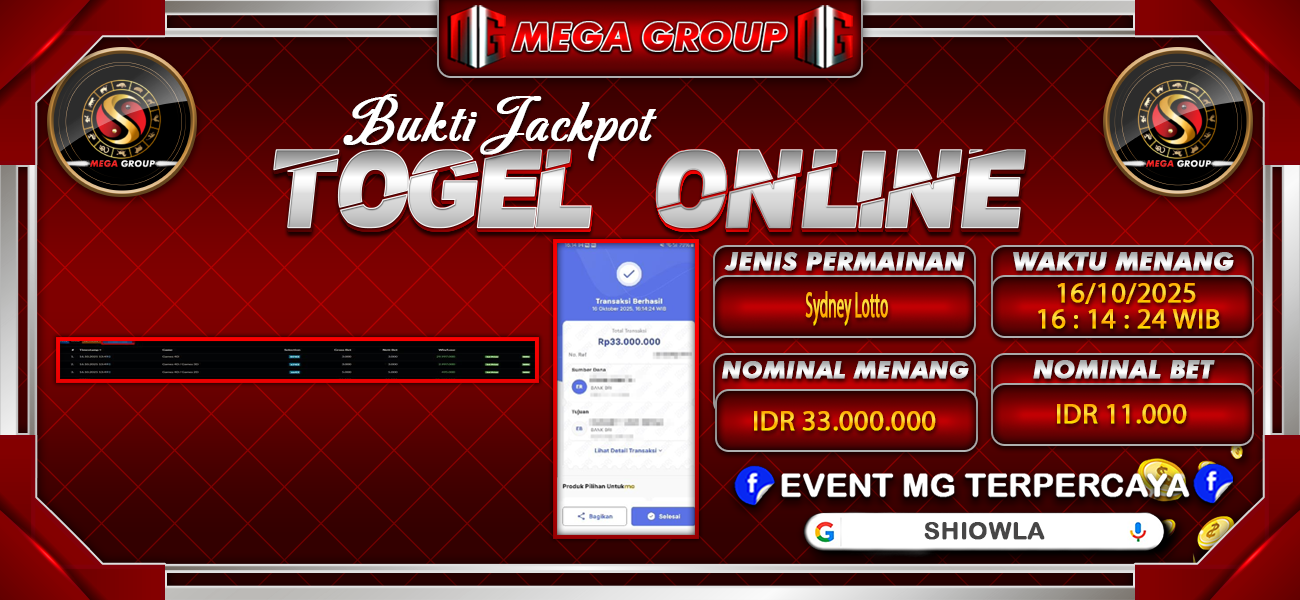 Bukti JP situs Shiowla hari Kamis, 16 Oktober 2025