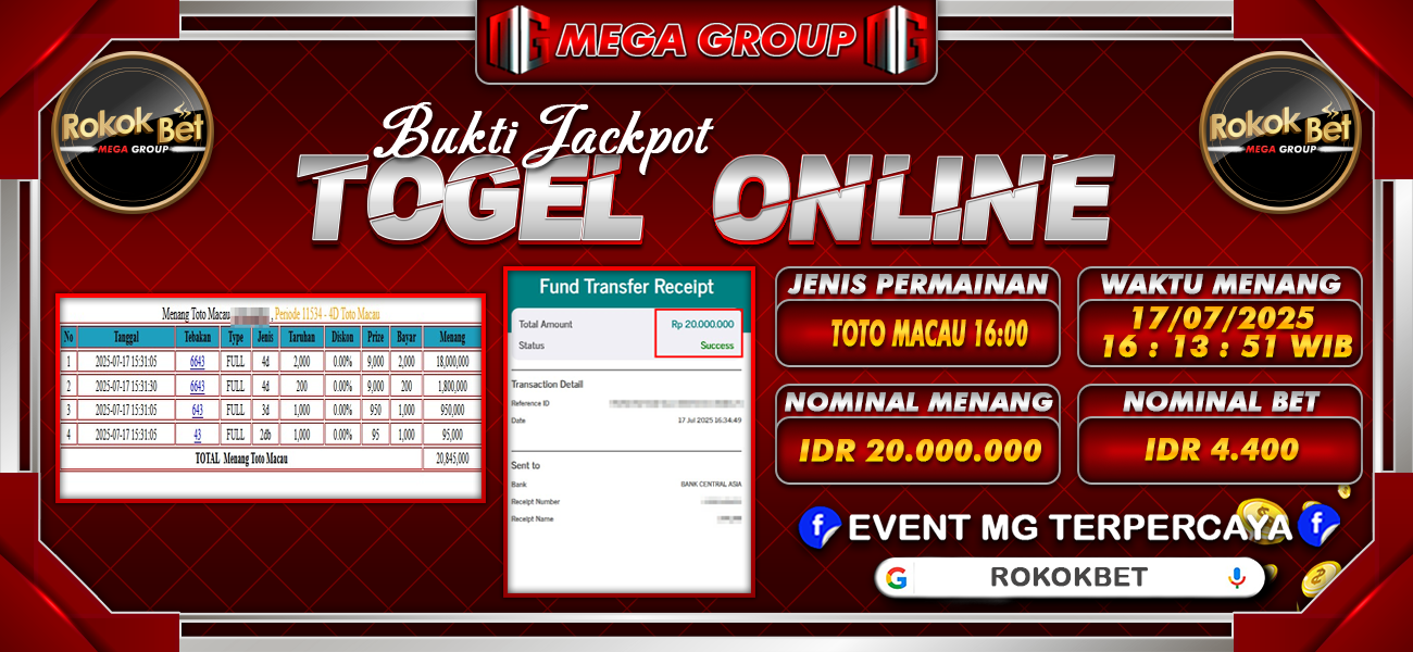 Bukti JP situs Rokokbet hari Jumat, 18 Juli 2025