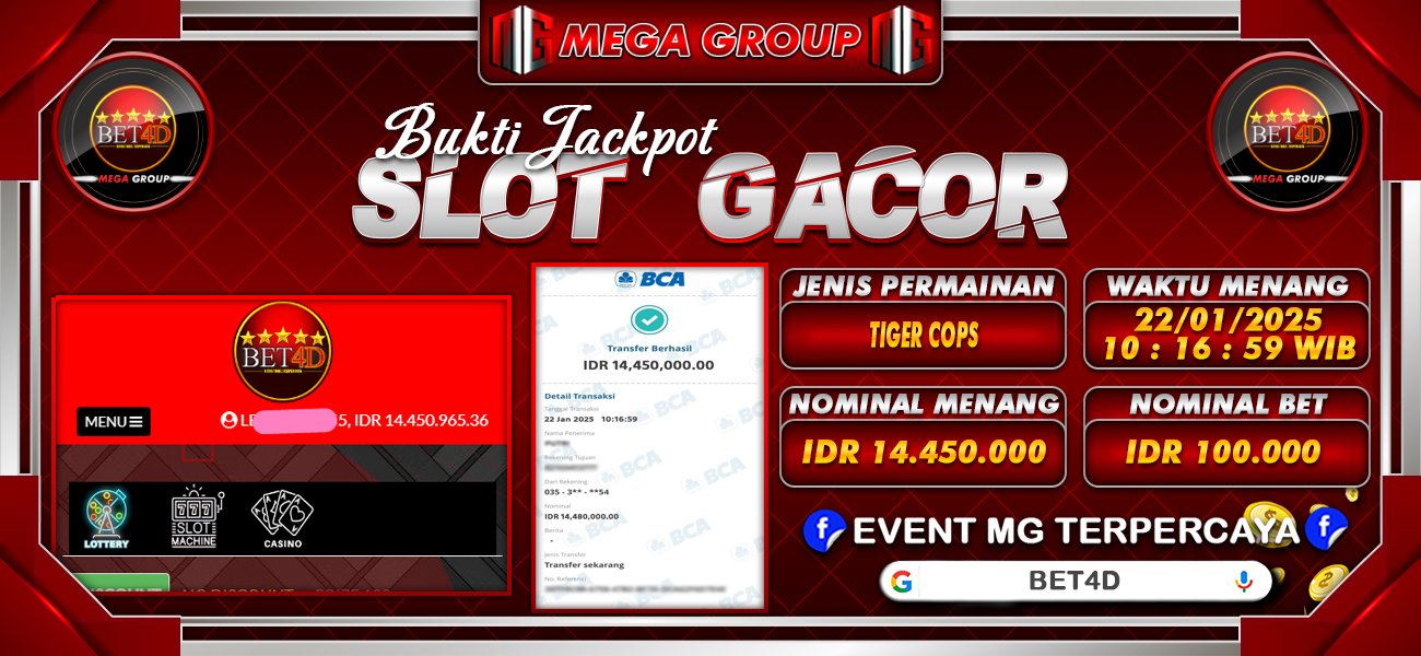 Bukti JP situs Mega4D hari Rabu, 22 Januari 2025