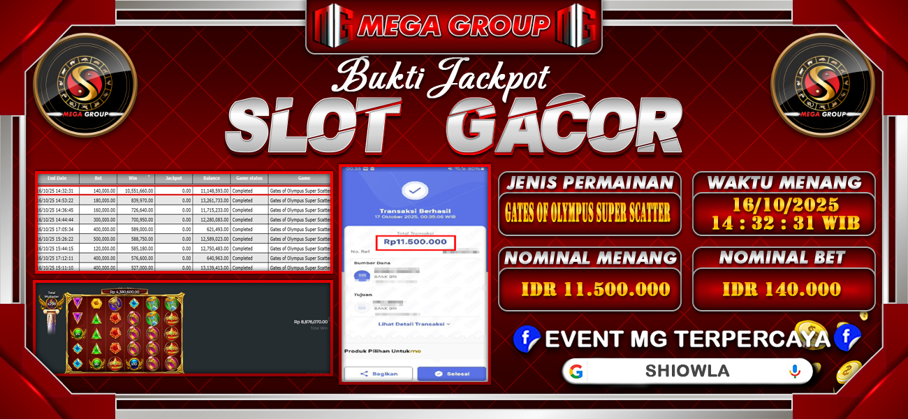 Bukti JP situs Shiowla hari Jumat, 17 Oktober 2025