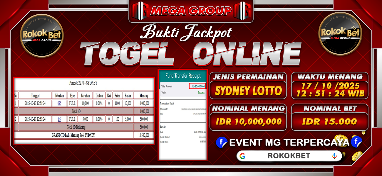 Bukti JP situs Rokokbet hari Jumat, 17 Oktober 2025