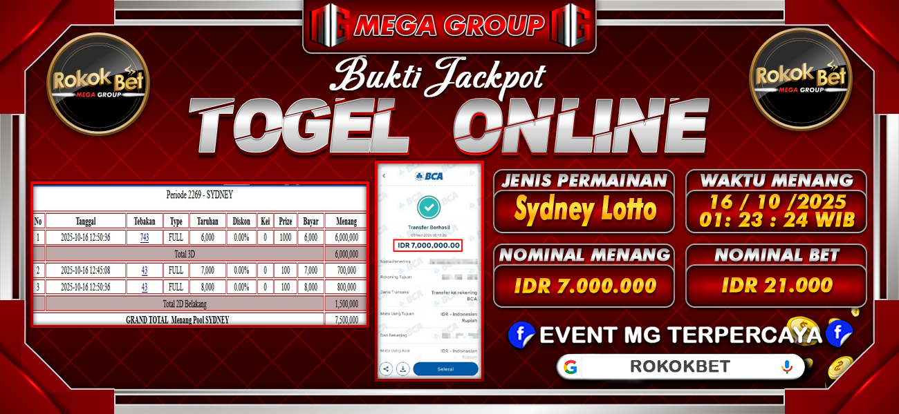 Bukti JP situs Rokokbet hari Kamis, 16 Oktober 2025
