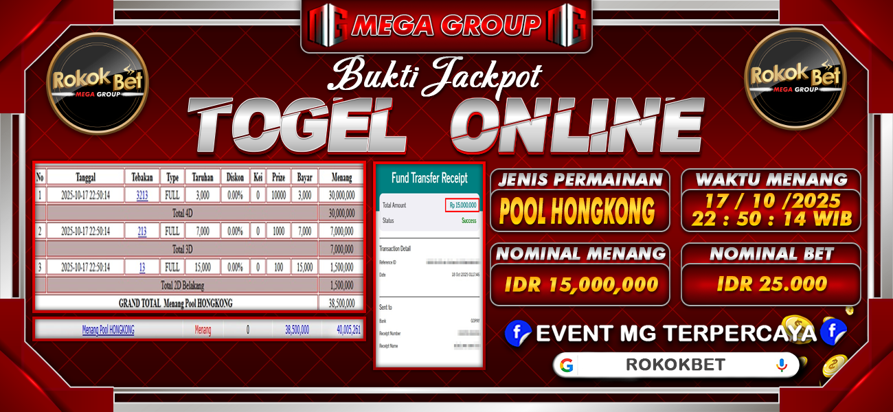 Bukti JP situs Rokokbet hari Jumat, 17 Oktober 2025