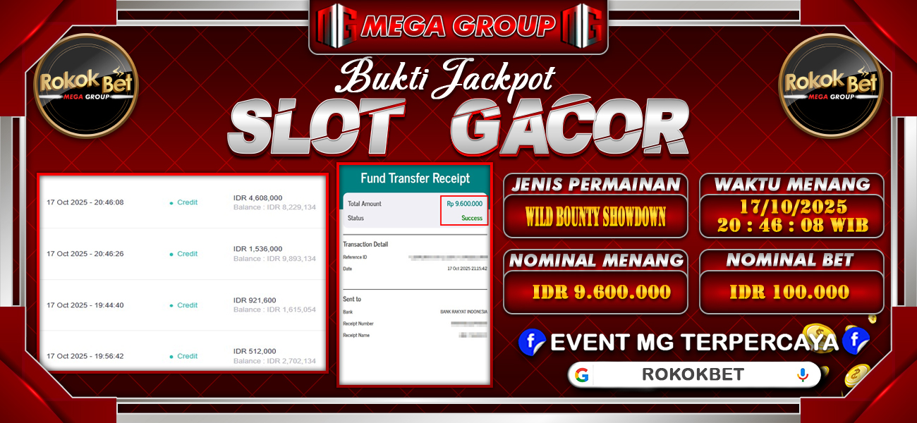 Bukti JP situs Rokokbet hari Sabtu, 18 Oktober 2025