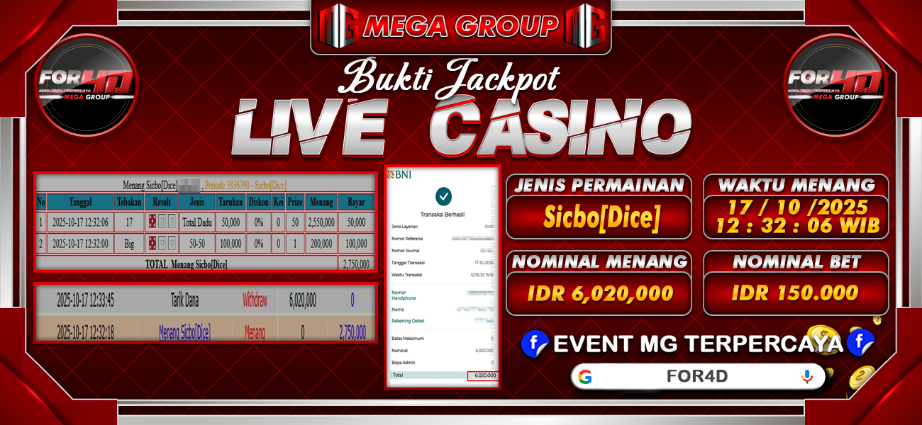 Bukti JP situs For4D hari Jumat, 17 Oktober 2025