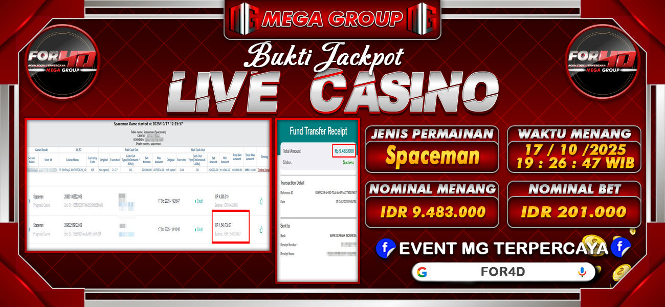 Bukti JP situs For4D hari Jumat, 17 Oktober 2025