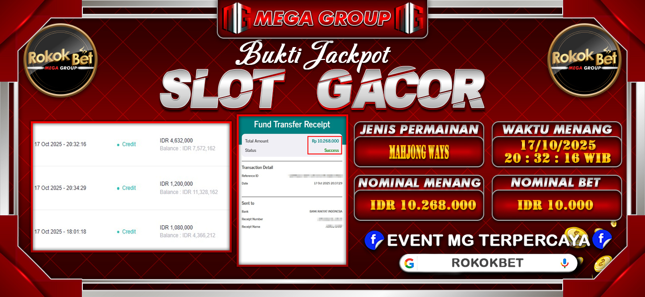 Bukti JP situs Rokokbet hari Sabtu, 18 Oktober 2025